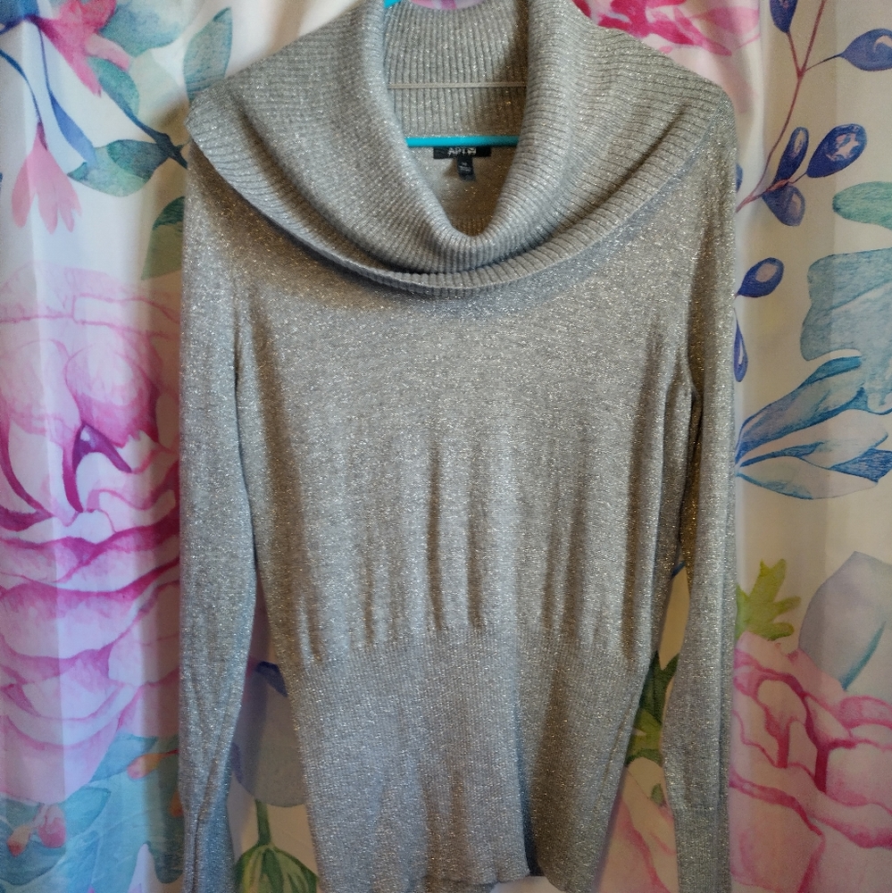 Sparkly Cowl-Neck Sweater